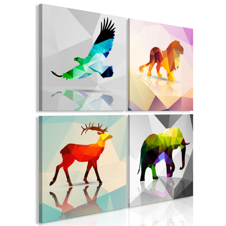 Canvas Print Colourful Animals (4 Parts) 108202 additionalImage 2