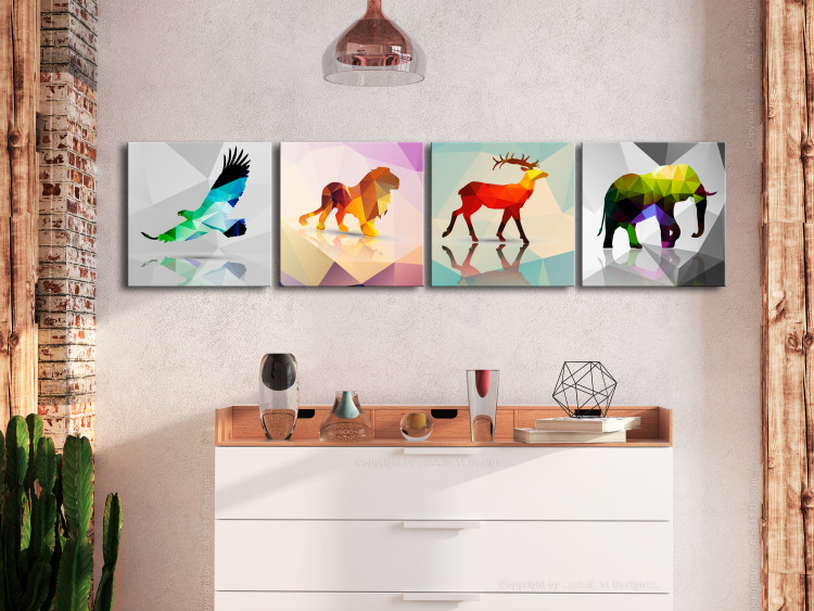 Canvas Print Colourful Animals (4 Parts) 108202 additionalImage 3