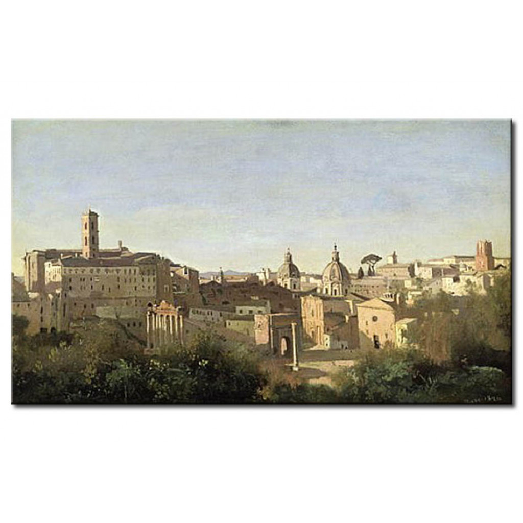 Schilderij  Jean-Baptiste-Camille Corot: The Forum Seen From The Farnese Gardens, Rome
