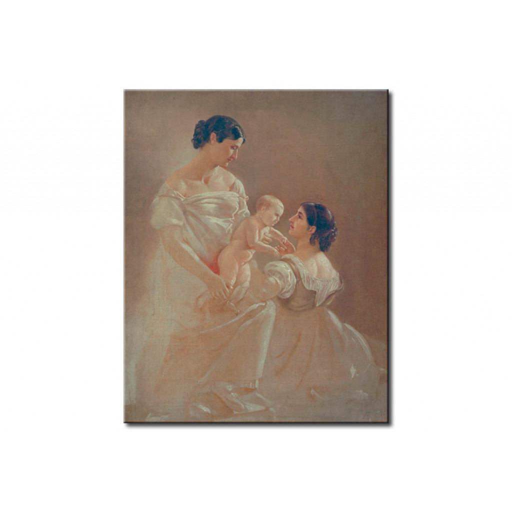 Målning Zwei Frauen Mit Kind