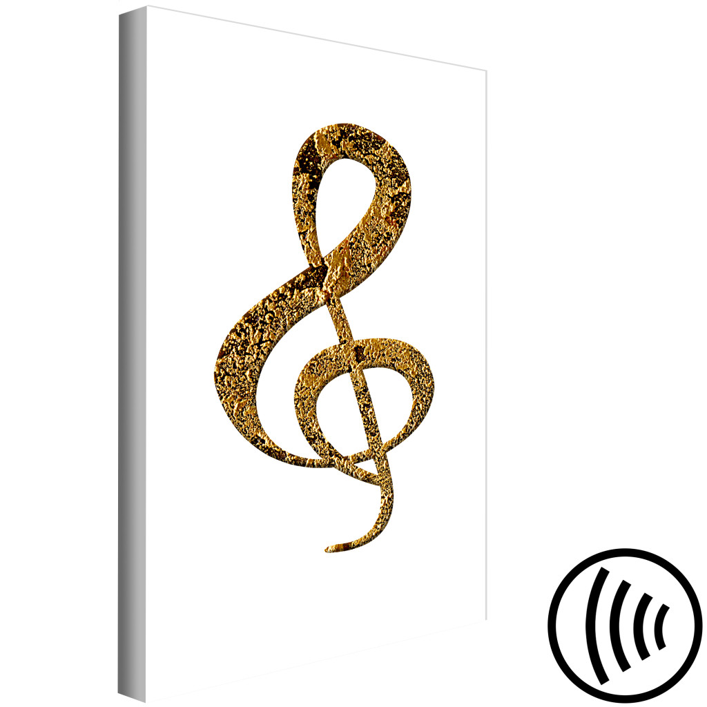 Obraz Klucz Wiolinowy - Złoty, Muzyczny Znak Z Niepowtarzalną Strukturą