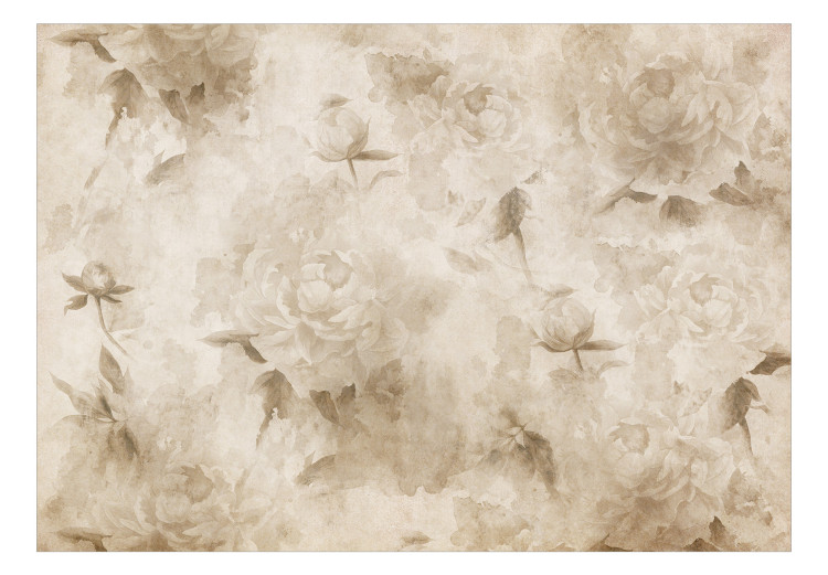 Carta da parati moderna Peonia fiorita - tema floreale su un'elegante composizione beige 137302 additionalImage 1
