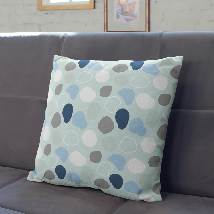 Mikrofiberkudda Mysterious spots - composition in shades of brown, blue and white cushions 147002 additionalImage 3