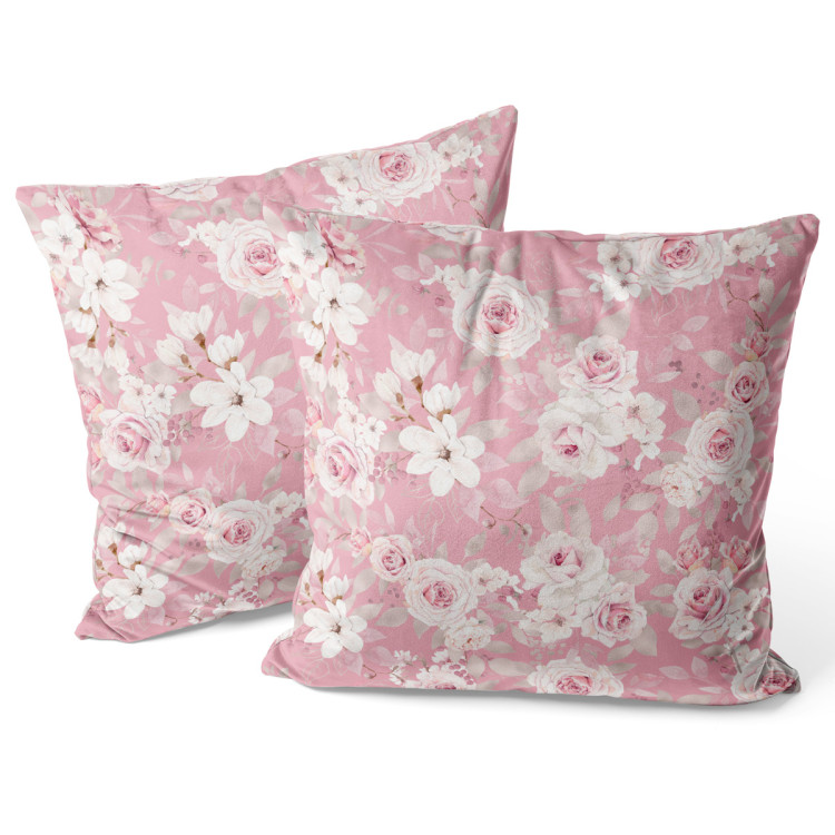 Kissen Velours Rose embrace - a delicate floral pattern in shades of pastel pink 147102 additionalImage 3