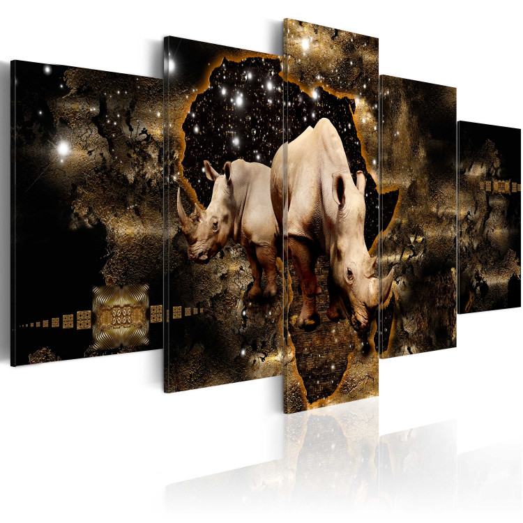 Tableau contemporain Golden Rhino (5 Parts) Wide 50002 additionalImage 2