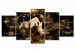 Quadro pintado Golden Rhino (5 Parts) Wide 50002