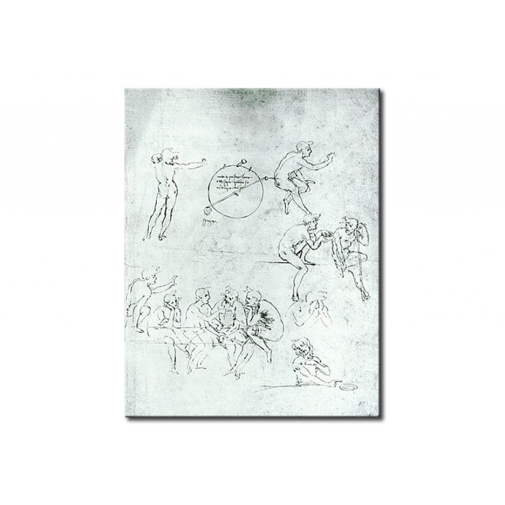 Schilderij  Leonardo Da Vinci: Study Of Figures For 'The Adoration Of The Magi'