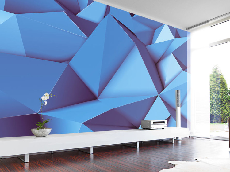 Vliestapete Abstrakte 3D-geometrische Illusion - Komposition in Blautönen 97702