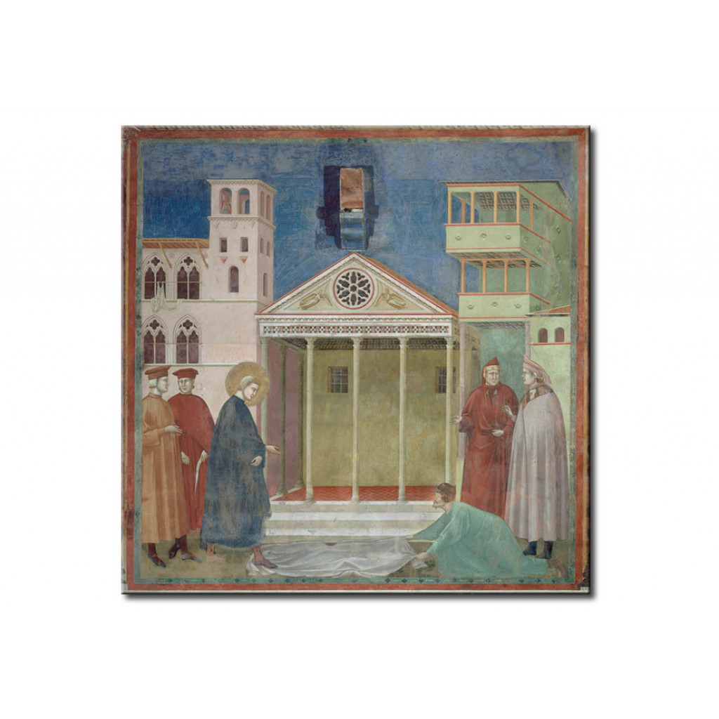 Schilderij  Giotto Di Bondone: An Ordinary Man Pays Homage To St. Francis At The Market Square Of Assisi