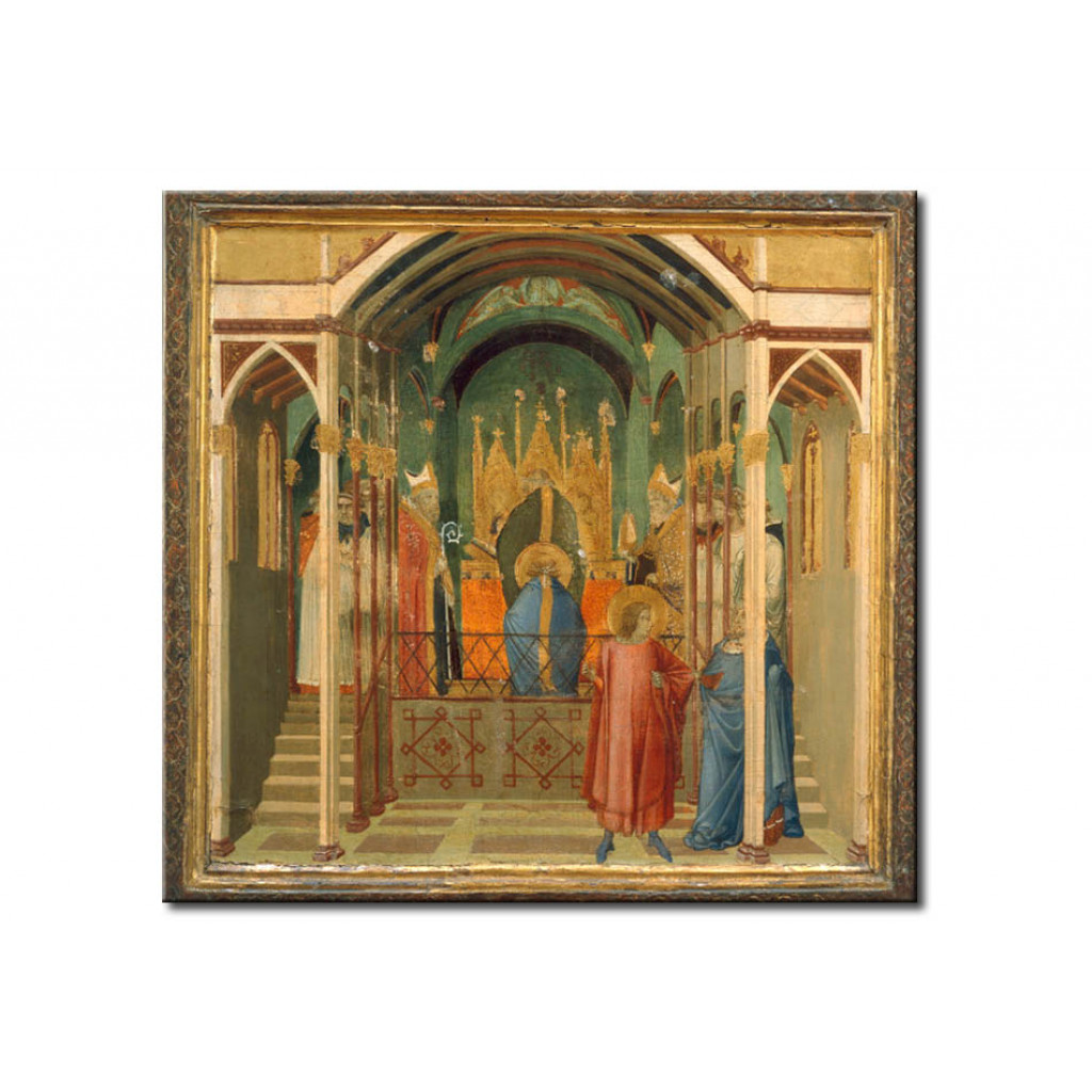 Schilderij  Ambrogio Lorenzetti: The Ordination Of Saint Nicholas As Bishop Of Myra
