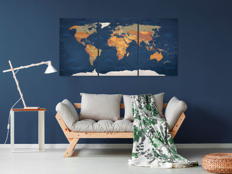 Canvas World Map: Ink Oceans (3 Parts) 122212 additionalImage 3