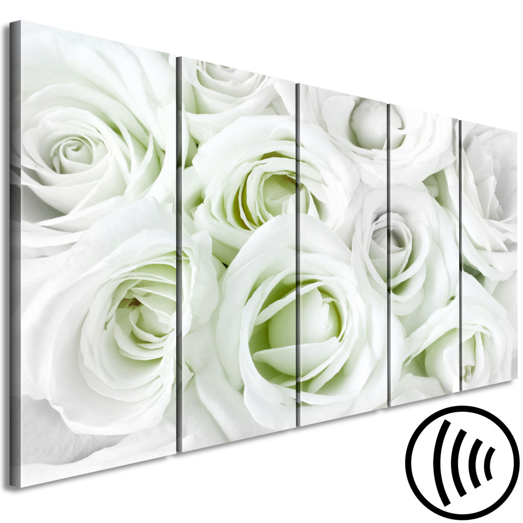 Obraz Białe Pąki Róży - Kompozycja Z Kwiatami I Zielonymi Akcentami
