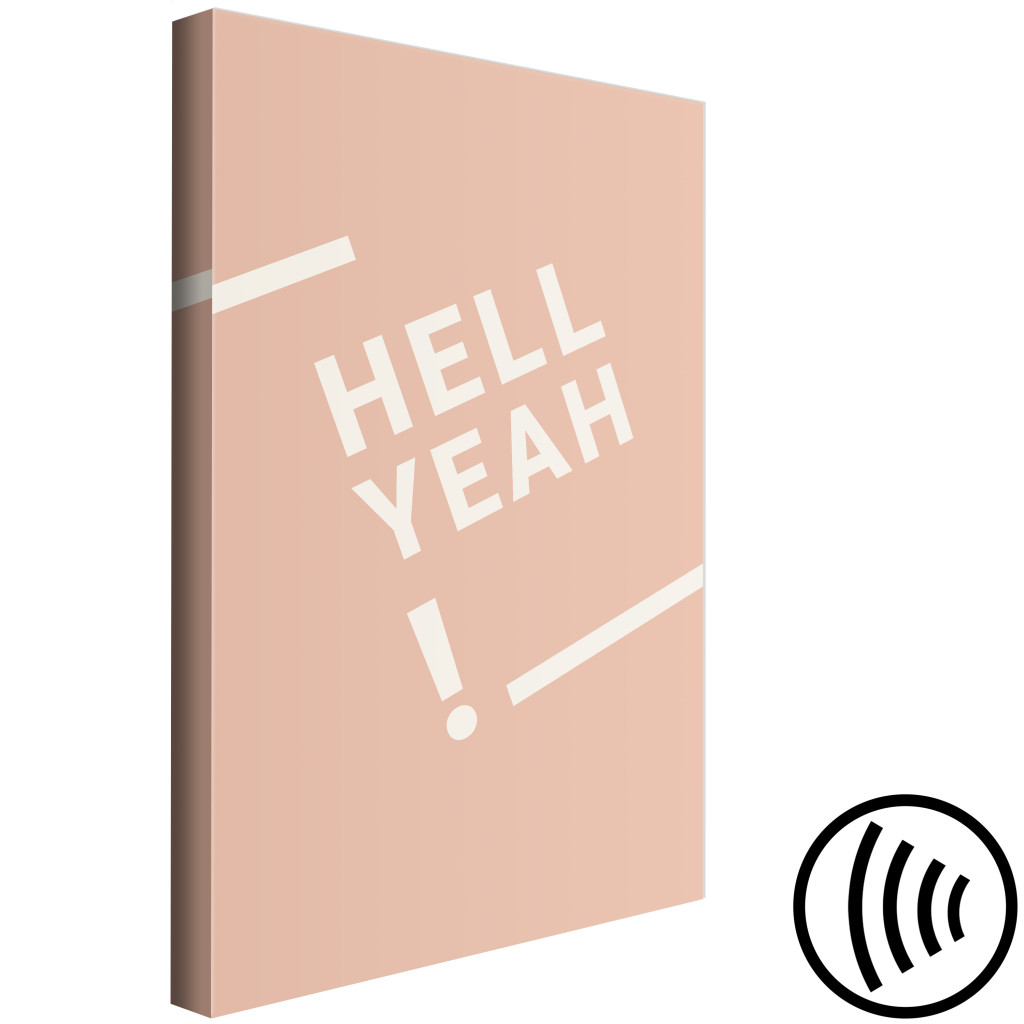Konst Motiverande Citat Med YES! - Citat På Engelska ‘’Hell Yeah!’’ I Vit Färg På En Pastellfärgad Bakgrund I Skandinavisk Stil