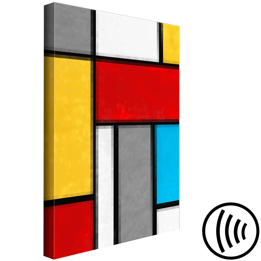 Quadro Composição Mondrian - Padrão Geométrico Inspirado Pelo Abstraccionismo