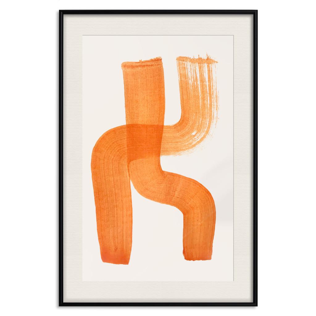 Plakat: Abstrakcyjna Kompozycja - Duet Kształtów W Kolorze Jasnopomarańczowym