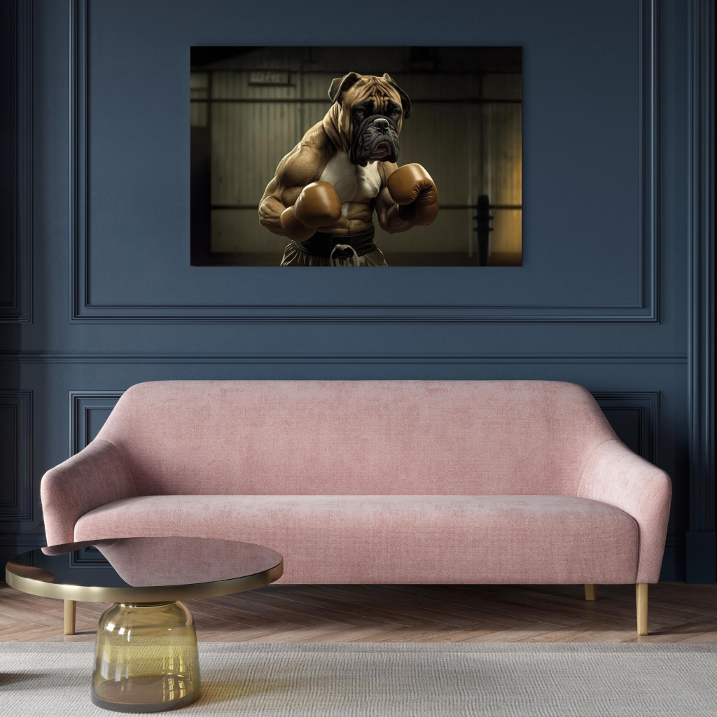 Schilderij  Honden: AI Boxer Dog - Fantasy Portrait Of A Strong Animal In The Ring - Horizontal
