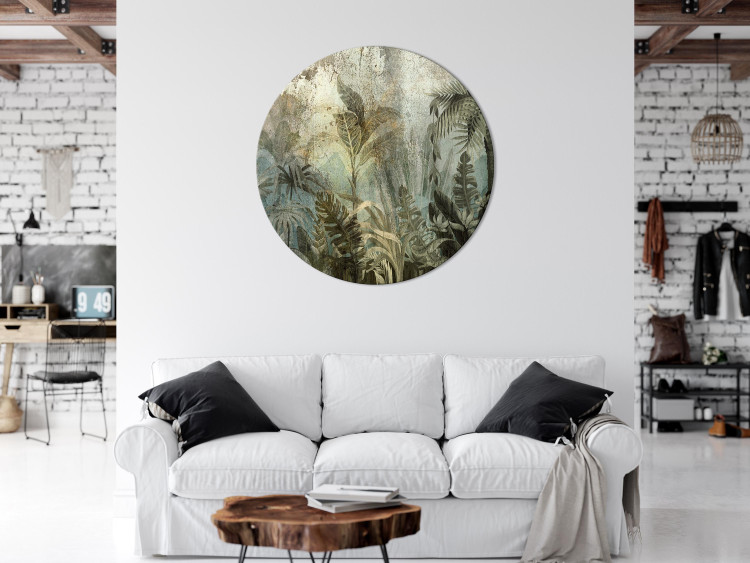 Round Canvas Jungle - Exotic Forest on the Coast in Natural Green Colors 151512 additionalImage 2