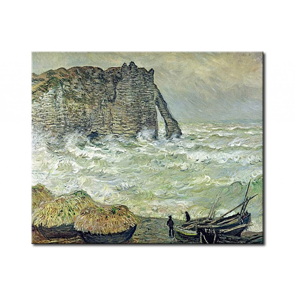 Schilderij  Claude Monet: Rough Sea At Etretat