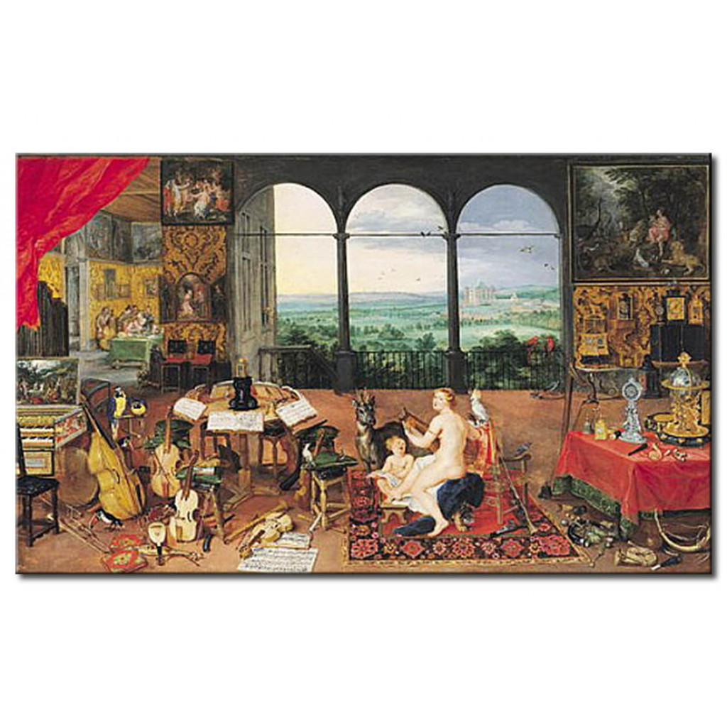 Schilderij  Jan Brueghel De Oudere: Hearing