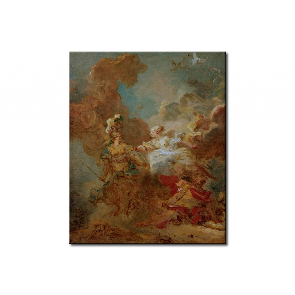 Schilderij  Jean-Honoré Fragonard: Venus Intervenes In The Battle Between Mars And Minerva