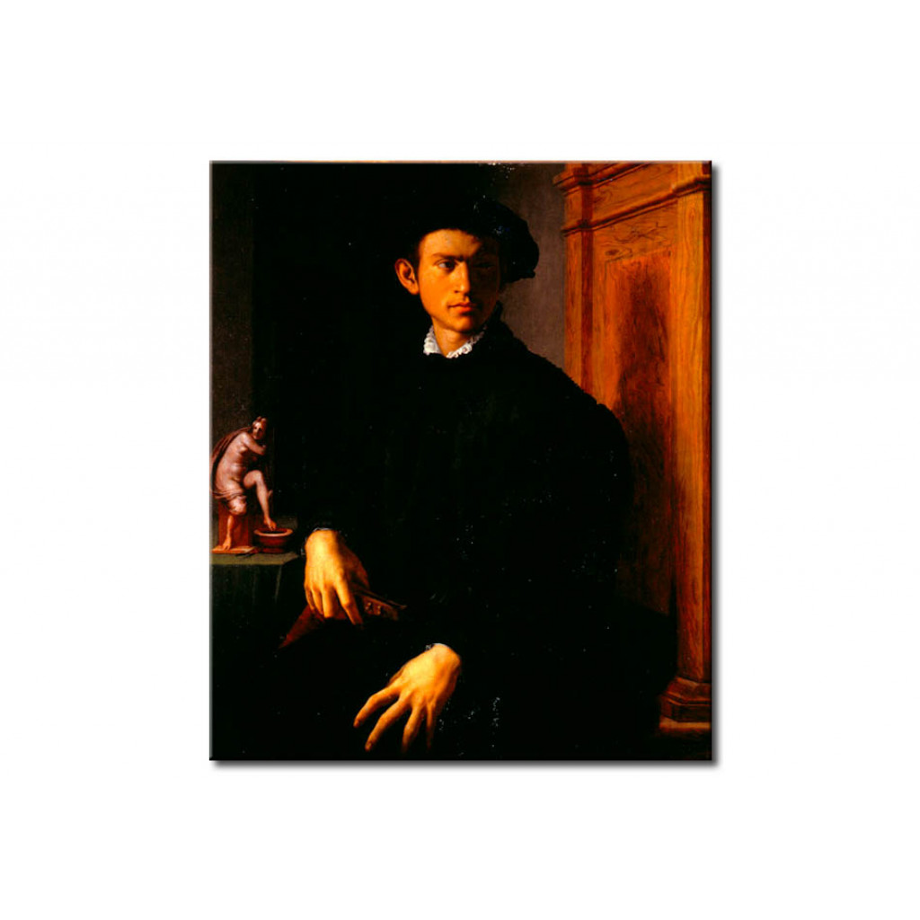 Schilderij  Agnolo Bronzino: Portrait Of A Young Man With Lute
