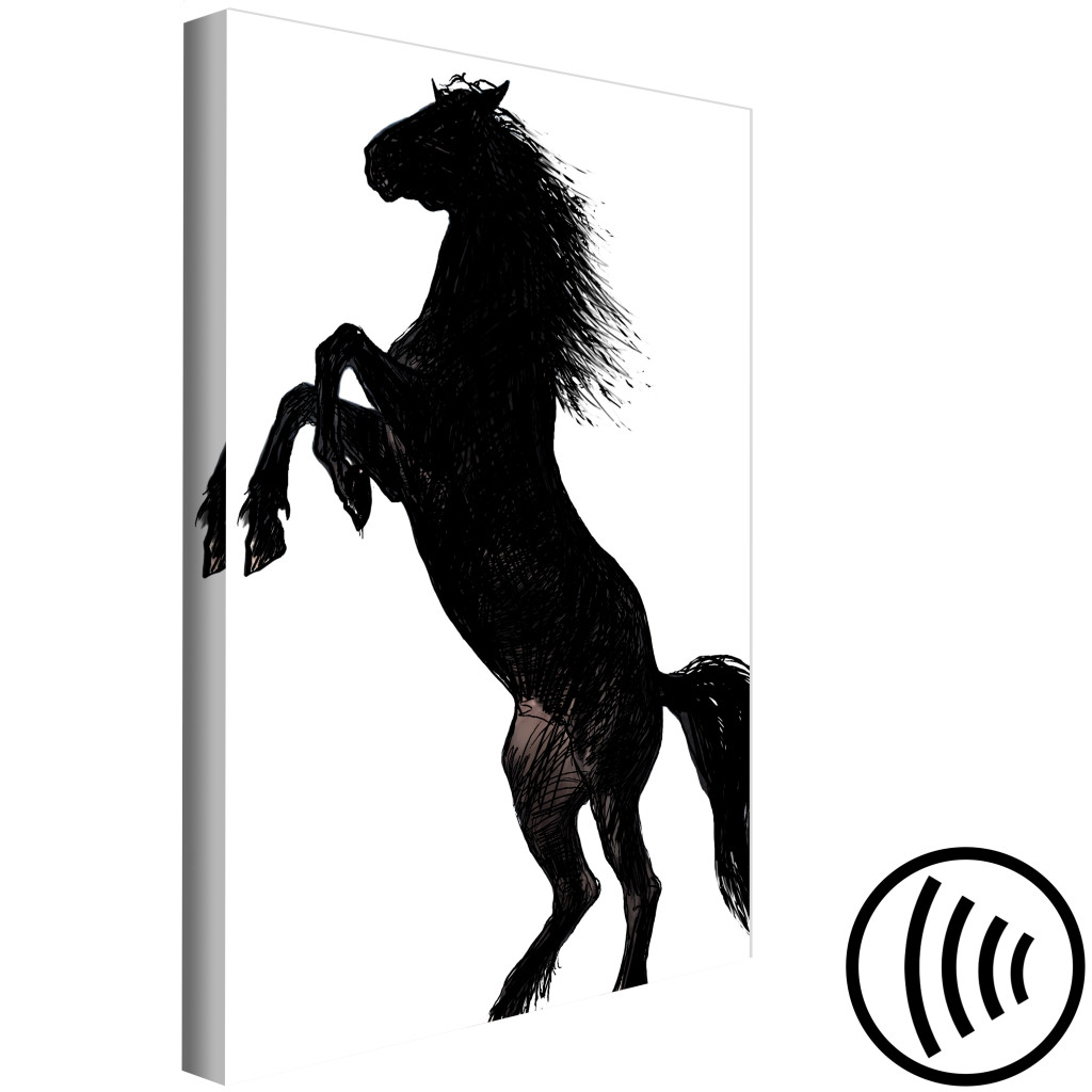 Obraz Koń Stający Dęba - Czarno-biała, Rysunkowa Ilustracja Sylwetki Konia