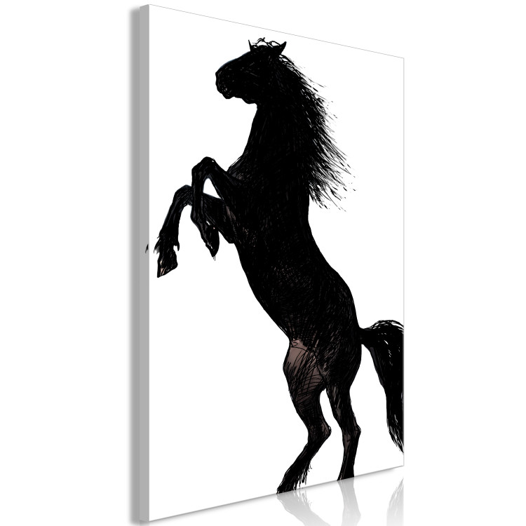 Canvas A rearing horse - black and white illustration of a horse silhouette 118822 additionalImage 2