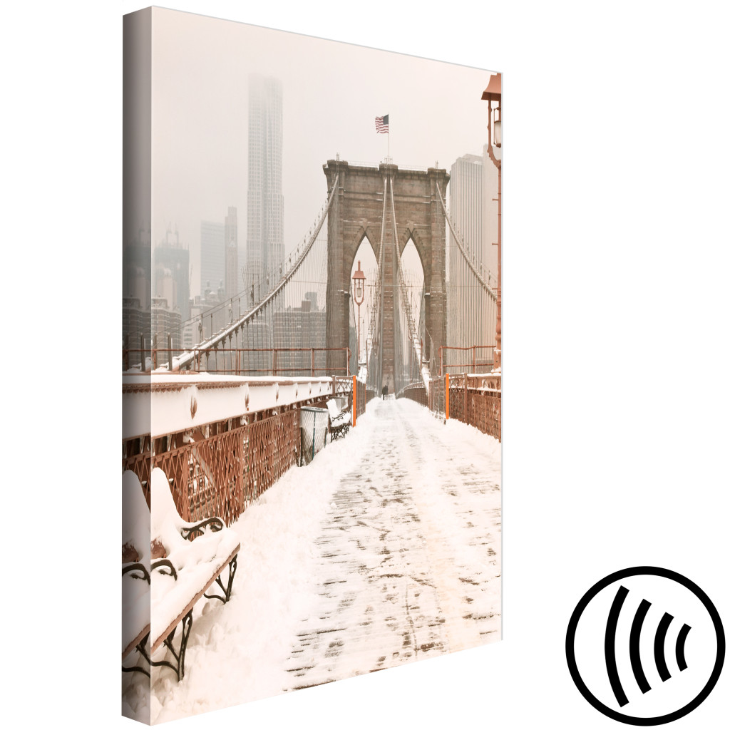 Obraz Most Brookliński W śniegu I Mgle - Zdjęcie Architektury Nowego Jorku