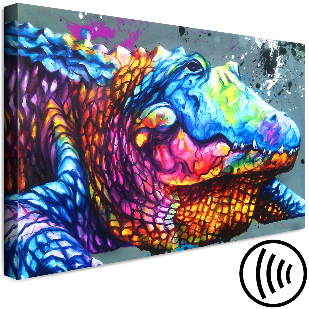 Schilderij  Gekleurde: Colourful Alligator (1 Part) Wide