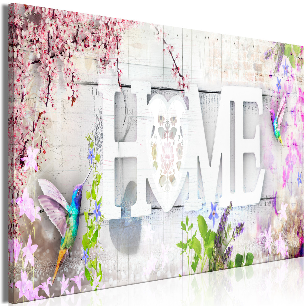 Schilderij Home And Hummingbirds - Pink [Large Format]