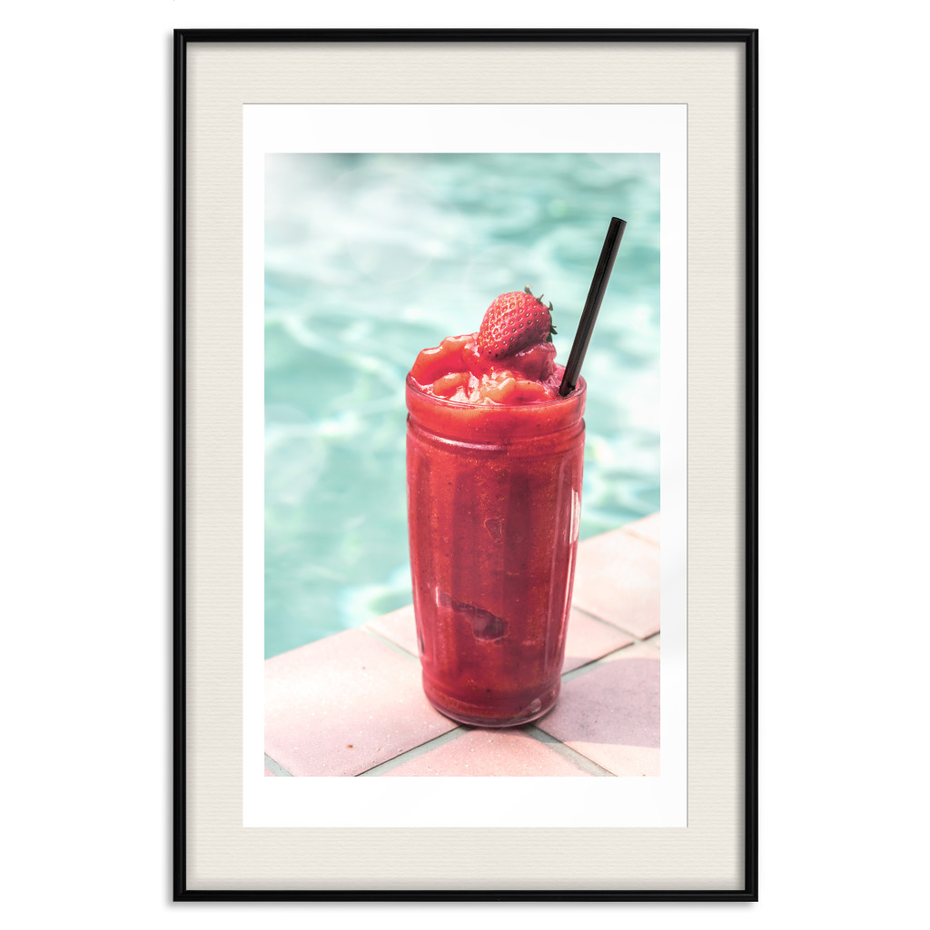 Cartaz Holiday Cocktail - Strawberry Cold Smoothie In The Summer By The Swimming Pool