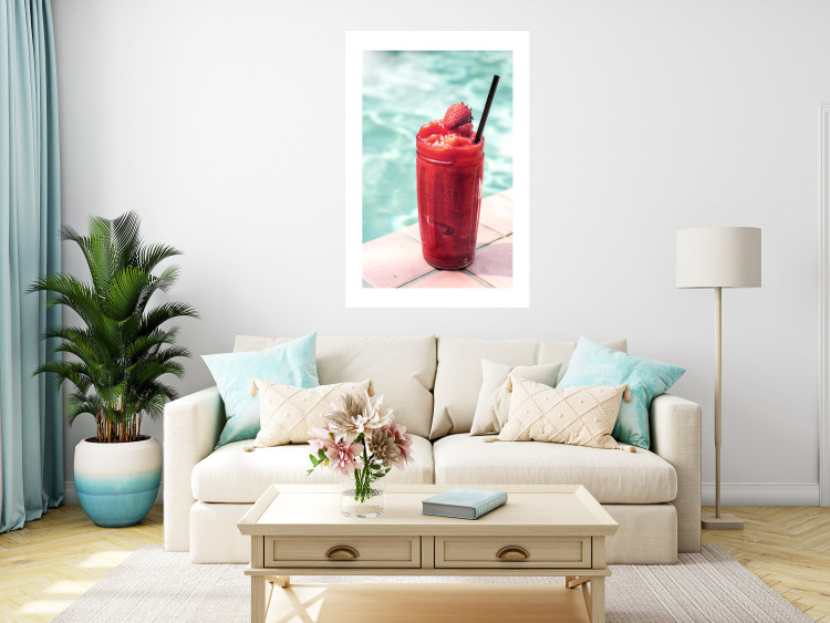 Poster Holiday Cocktail - Strawberry Cold Smoothie in the Summer by the Swimming Pool 144122 additionalImage 12
