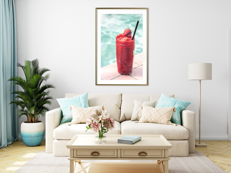 Poster Holiday Cocktail - Strawberry Cold Smoothie in the Summer by the Swimming Pool 144122 additionalImage 18