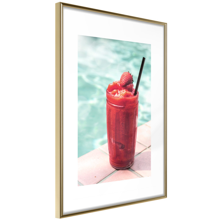 Poster Holiday Cocktail - Strawberry Cold Smoothie in the Summer by the Swimming Pool 144122 additionalImage 8