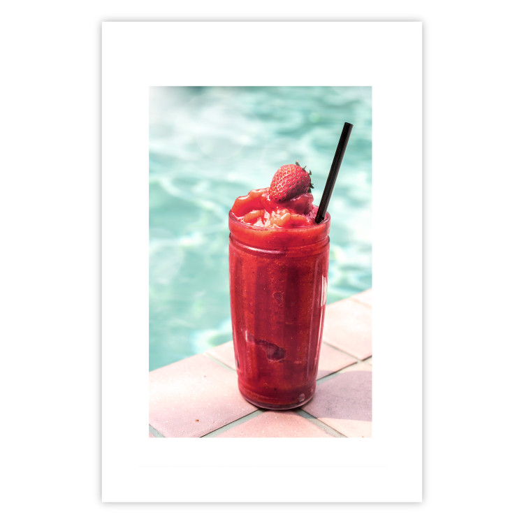 Poster Holiday Cocktail - Strawberry Cold Smoothie in the Summer by the Swimming Pool 144122 additionalImage 17
