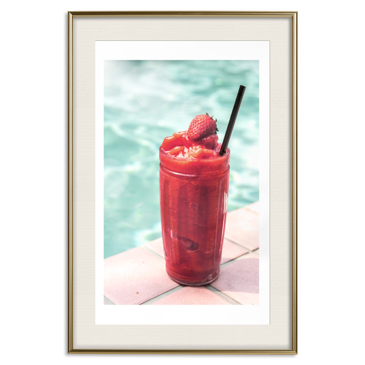 Poster Holiday Cocktail - Strawberry Cold Smoothie in the Summer by the Swimming Pool 144122 additionalImage 26
