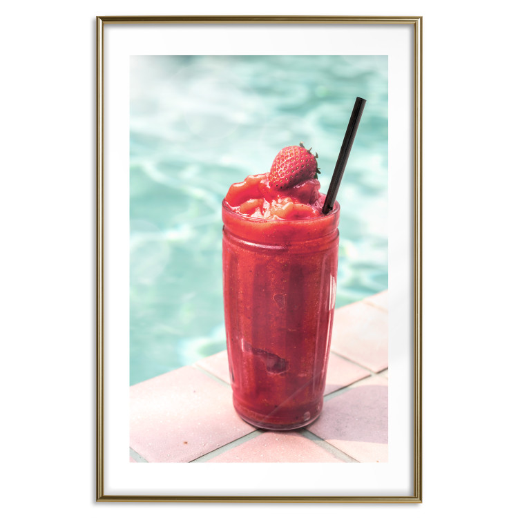 Poster Holiday Cocktail - Strawberry Cold Smoothie in the Summer by the Swimming Pool 144122 additionalImage 21