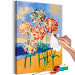 Obraz do malowania po numerach Delikatne goździki - kolorowe kwiaty, piasek, woda i zielone liście 144522 additionalThumb 3