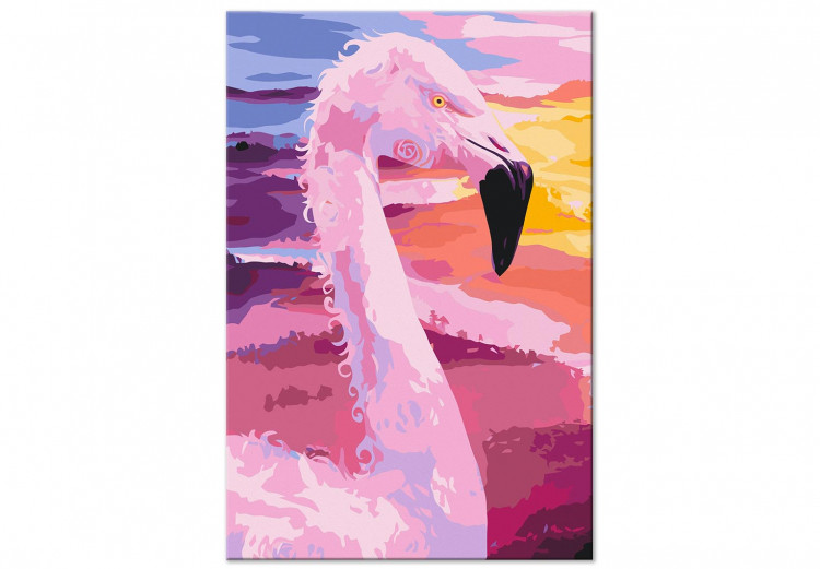 Obraz do malowania po numerach Cukierkowy flaming - różowy ptak na kolorowym ekspresyjnym tle 144622 additionalImage 5