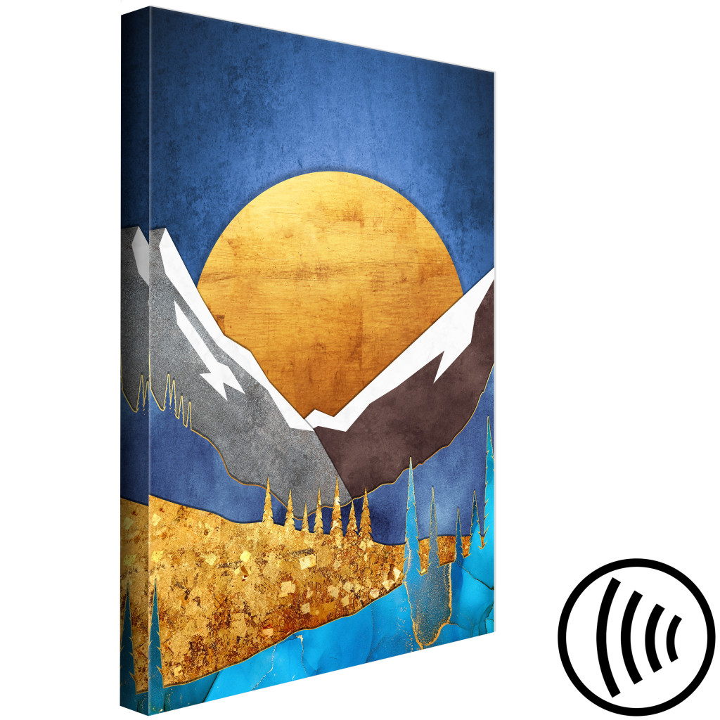 Quadro Pintado Great Shine - Graphics With Mountains Against The Backdrop Of A Great Sunset