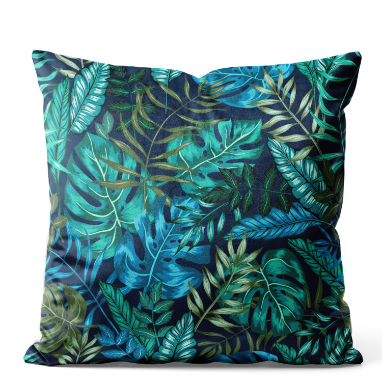 Sammets kudda Monstera in blue glow - plant motif with exotic leaves 147122