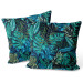 Sammets kudda Monstera in blue glow - plant motif with exotic leaves 147122 additionalThumb 3