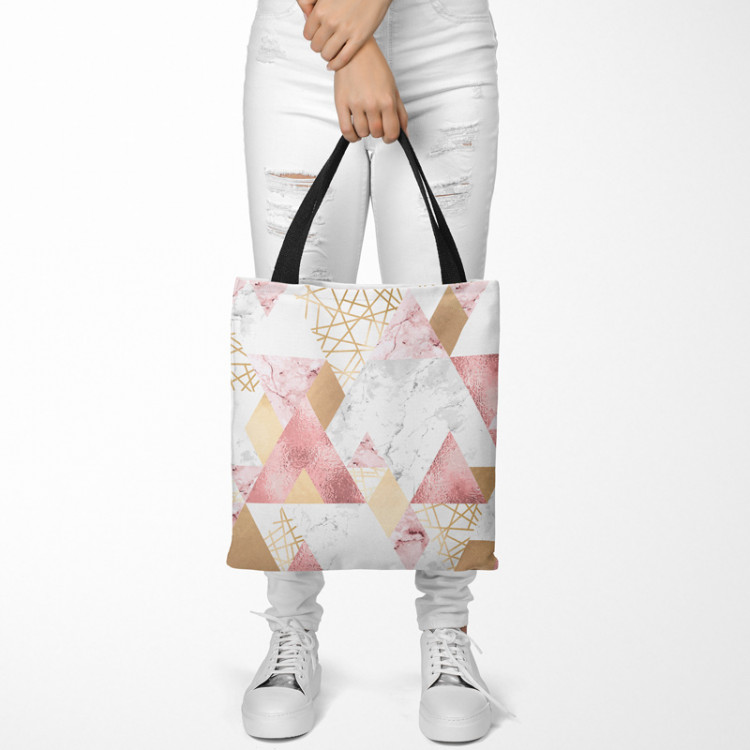 Totebag Geometric patchwork - design with triangles, marble and gold pattern 147522 additionalImage 2