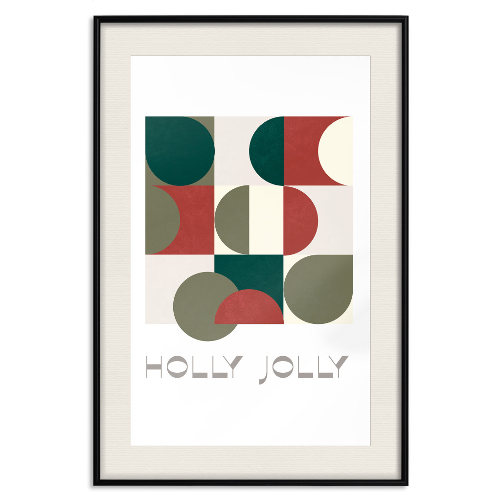 Plakat: Holly Jolly - Geometryczne Kształty W świątecznych Kolorach