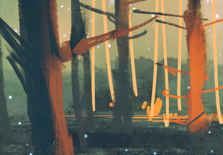 Obraz Kemping w lesie - nocne niebo z gwiazdozbiorami pośród drzew 149822 additionalImage 5