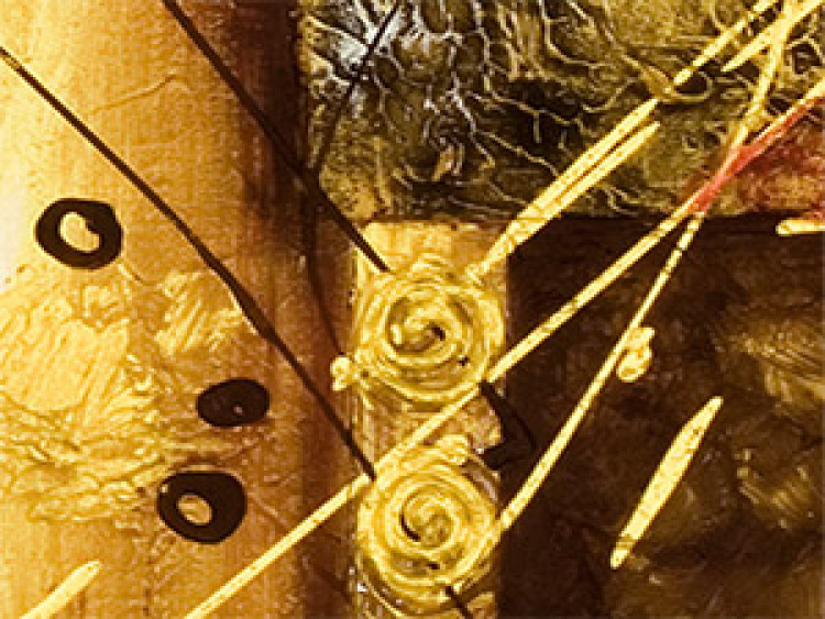 Cuadro decorativo Abstracción dorada (4 piezas) - fantasía con figuras geométricas 47322 additionalImage 3