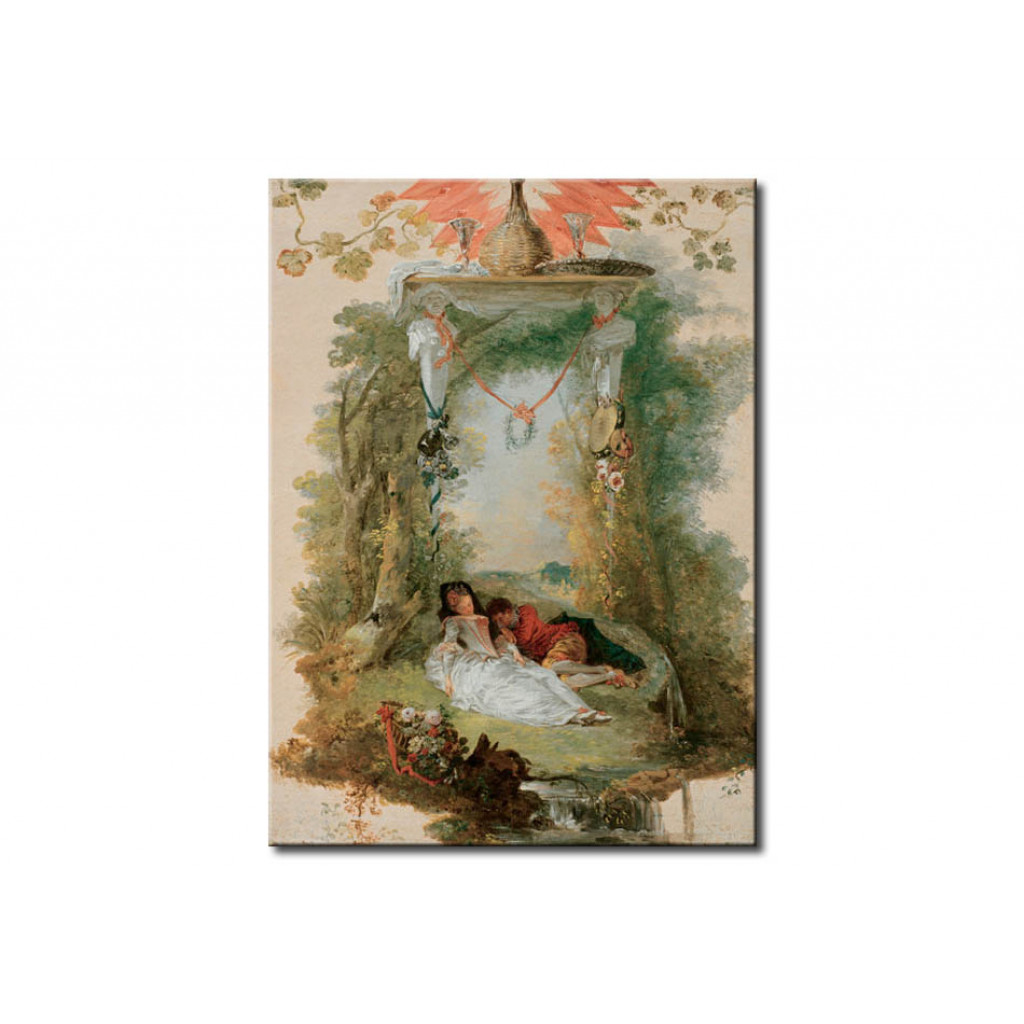 Schilderij  Antoine Watteau: Les Amants Endormis
