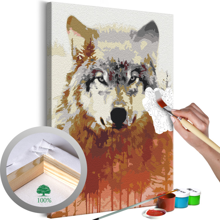 Wandbild zum Ausmalen Wolf and Forest 134632