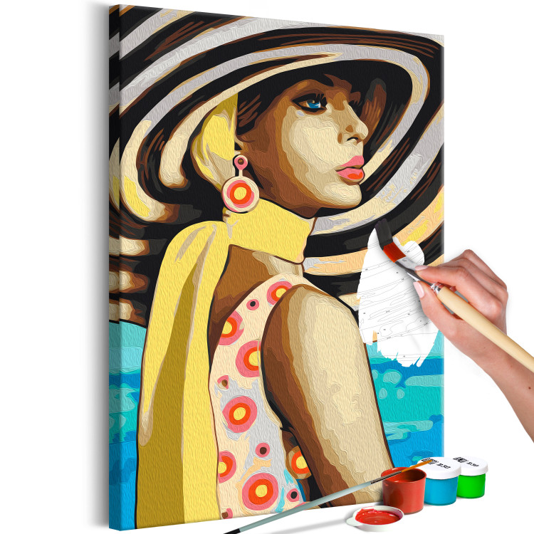 Cuadro para pintar con números Summer Morning - Woman in Straw Hat by the Sea 144132 additionalImage 3