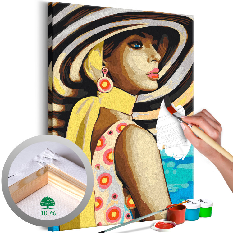 Cuadro para pintar con números Summer Morning - Woman in Straw Hat by the Sea 144132